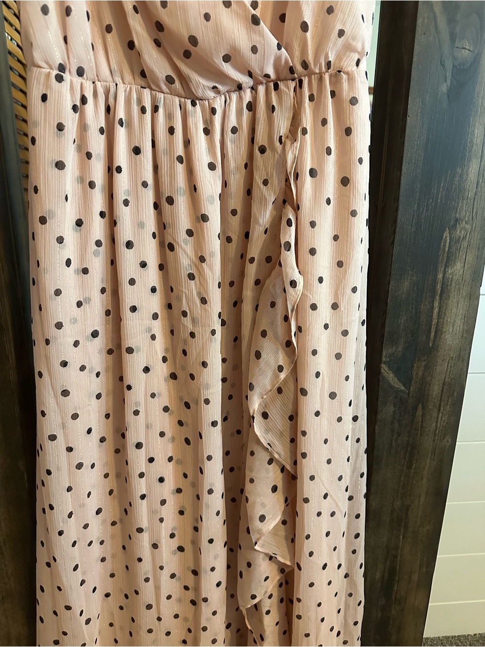 Madewell Cream Polka Dot Maxi Dress Ruffle Strap Wrap Front Size 2 Garden Party - Picture 3 of 6